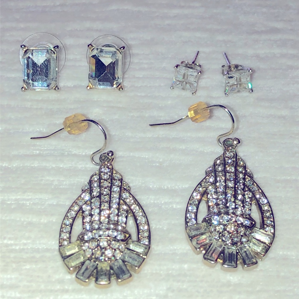 3 pair of silver fashion earrings